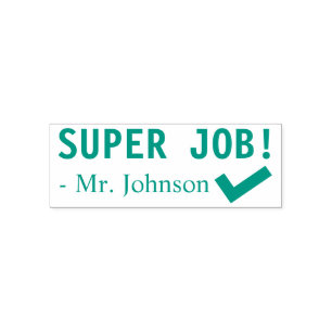 Spaß "SUPER JOB!" Briefmarke aus Kautschuk Permastempel
