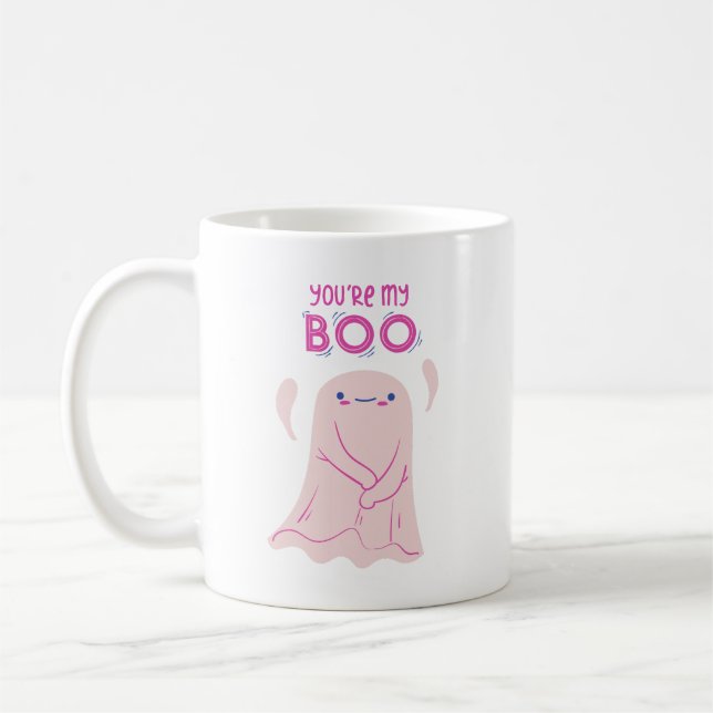 Spaß Süße Adorable Pink Ghost Zuneigung Kaffeetasse (Links)