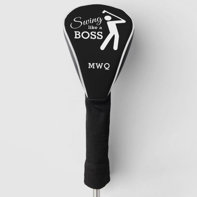 Spaß SWING WIE EIN BOSS Black Monogram TREIBER Gol Golf Headcover (Vorderseite)