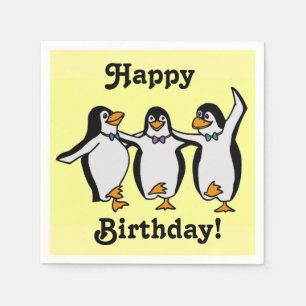 Spaß tanzende Pinguine Glücklich zum Geburtstag! Serviette
