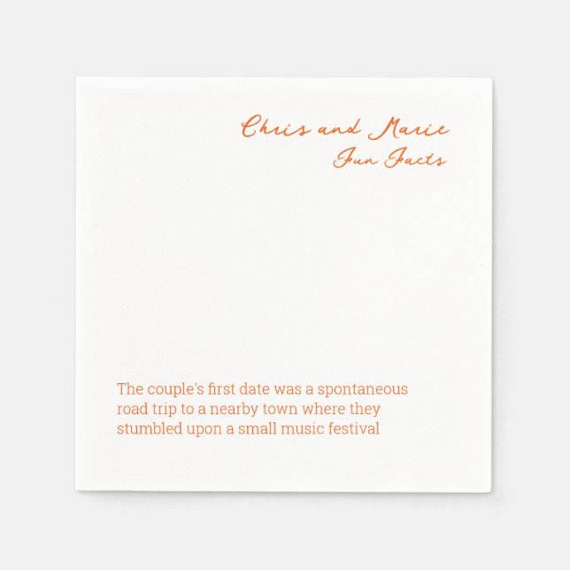 Spaß Tatsache Napkin Hochzeitscocktail-Stunde Serviette (Vorderseite)