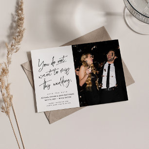 Spaß trendy Schwarz-weiß zwei Foto Save The Date