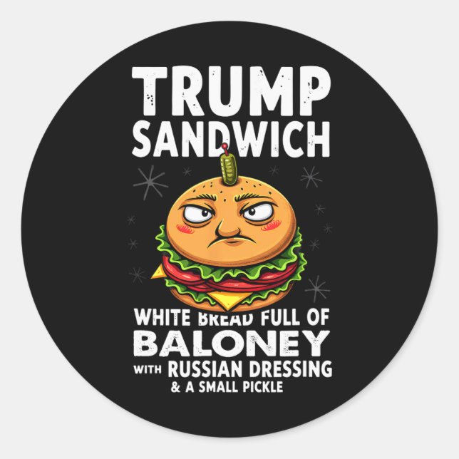 Spaß Trump Sandwich Runder Aufkleber (Vorderseite)