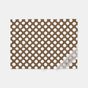 Spaß-Tupfen-Muster Monogramm-Browns weißes Fleecedecke