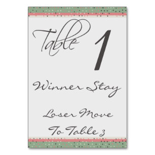 Spaß-Tupfen stilvolle Bunco Tabellen-Karte #1 Tischnummer