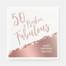 Spaß Typografie Rose Gold Fünfzig & Fabulous Gebur Serviette