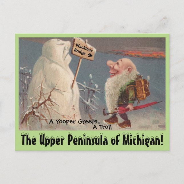 Spaß U.P. Yooper Upper Peninsula Michigan POSTCARD Postkarte (Vorderseite)