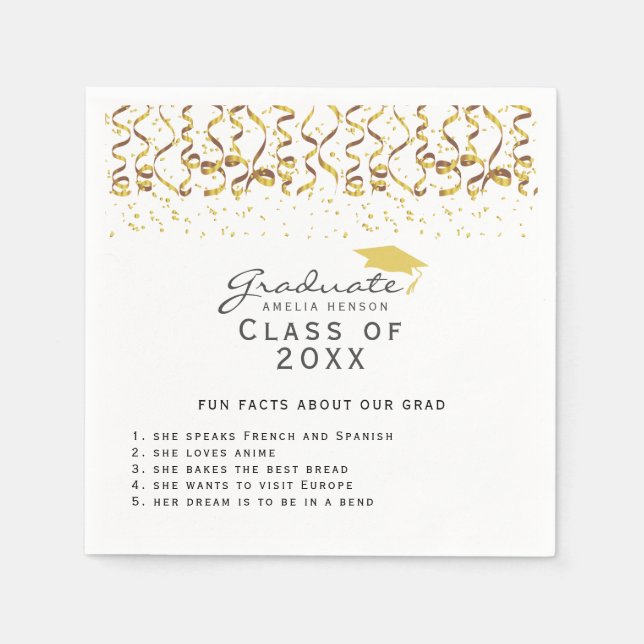 Spaß über Graduate Gold Confetti Abschluss Serviette (Vorderseite)