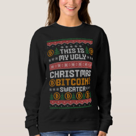 Spaß UGLY CHRISTMAS BITCOIN Imitats Strick Muster Sweatshirt