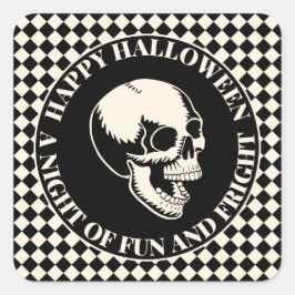 Spaß und Angst Totenkopf Frohes Halloween Quadratischer Aufkleber