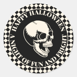 Spaß und Angst Totenkopf Frohes Halloween Runder Aufkleber