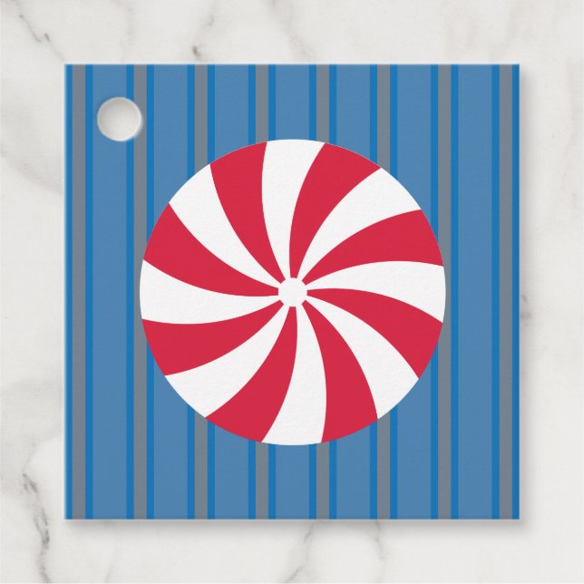 Spaß und Extravagant Blue Christmas Peppermint Can Geschenkanhänger (Vorderseite)