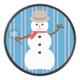 Spaß und Extravagant Blue Snowman Detective Eishockey Puck