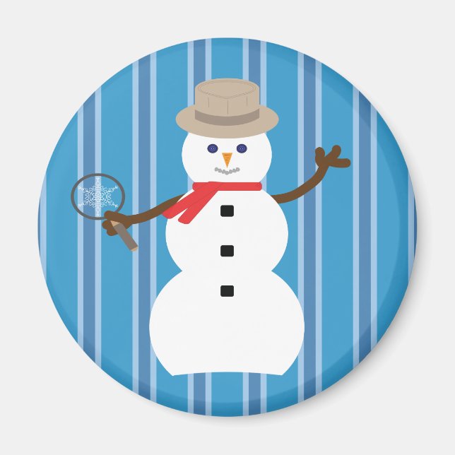 Spaß und Extravagant Blue Snowman Detective Magnet (Vorne)