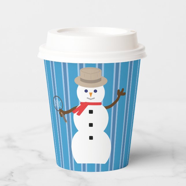 Spaß und Extravagant Blue Snowman Detective Pappbecher (Vorderseite)
