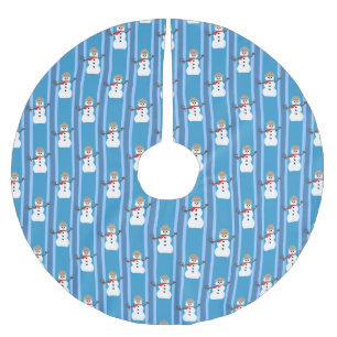 Spaß und Extravagant Blue Snowman Detective Polyester Weihnachtsbaumdecke