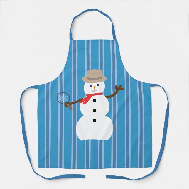 Spaß und Extravagant Blue Snowman Detective Schürze (Vorderseite)