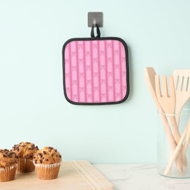 Spaß und Extravagant gestrichener rosa Bow Topflappen (Insitu (Hängend))
