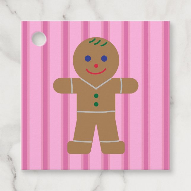 Spaß und Extravagant Pink Gingerbread Man Geschenkanhänger (Vorderseite)