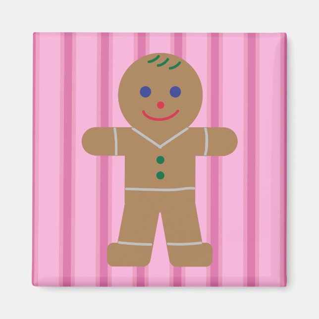 Spaß und Extravagant Pink Gingerbread Man Magnet (Vorne)