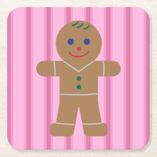 Spaß und Extravagant Pink Gingerbread Man Rechteckiger Pappuntersetzer