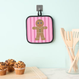 Spaß und Extravagant Pink Gingerbread Man Topflappen