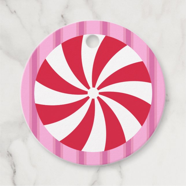 Spaß und Extravagant Pink Weihnachten Pfefferminzb Geschenkanhänger (Vorderseite)