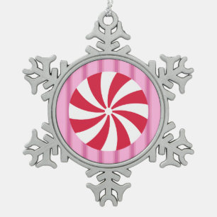 Spaß und Extravagant Pink Weihnachten Pfefferminzb Schneeflocken Zinn-Ornament