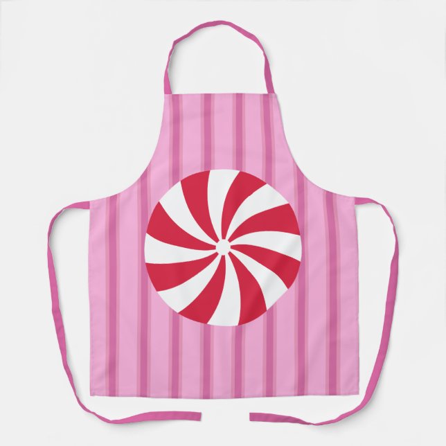 Spaß und Extravagant Pink Weihnachten Pfefferminzb Schürze (Vorderseite)