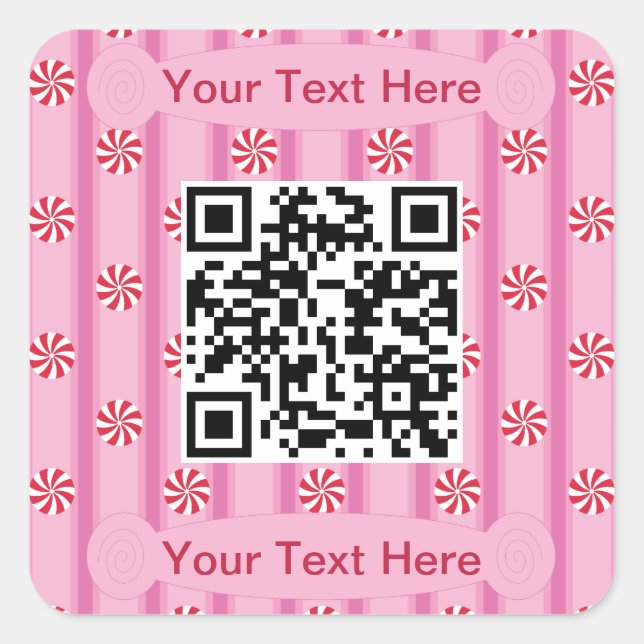 Spaß und Extravagant rosa Pfefferminzcode QR Quadratischer Aufkleber (Vorderseite)