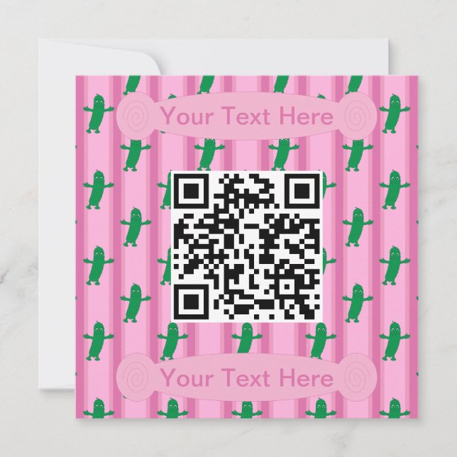 Spaß und Extravagant rosa Pickle QR-Code Einladung (Vorderseite)