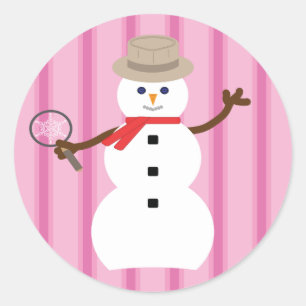 Spaß und Extravagant rosa Schneemann Detektiv Runder Aufkleber