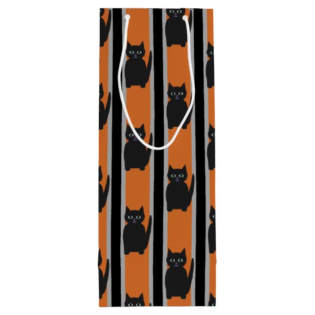 Spaß und Extravagante Halloween-Schwarzkatzen Geschenktüte Für Weinflaschen (Rückseite)