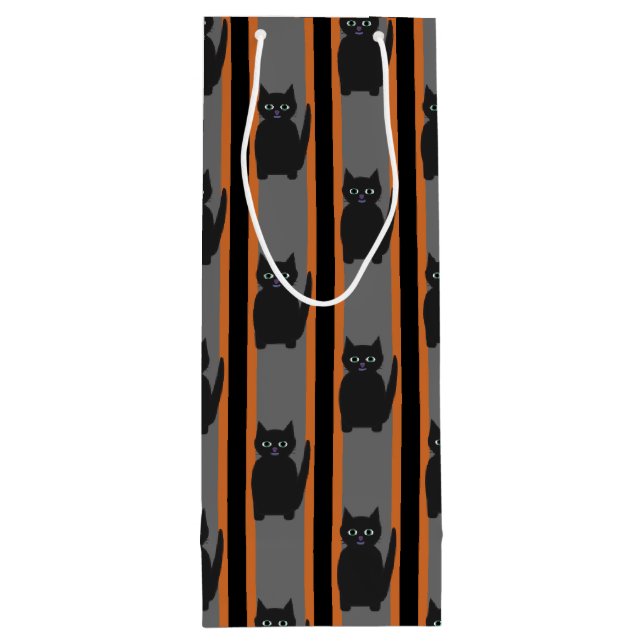 Spaß und Extravagante Halloween-Schwarzkatzen Geschenktüte Für Weinflaschen (Rückseite)