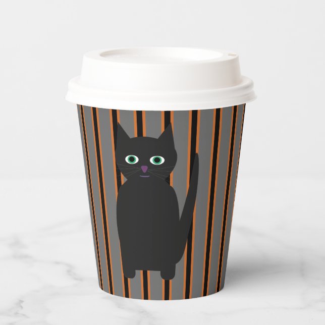 Spaß und Extravagante Halloween-Schwarzkatzen Pappbecher (Vorderseite)