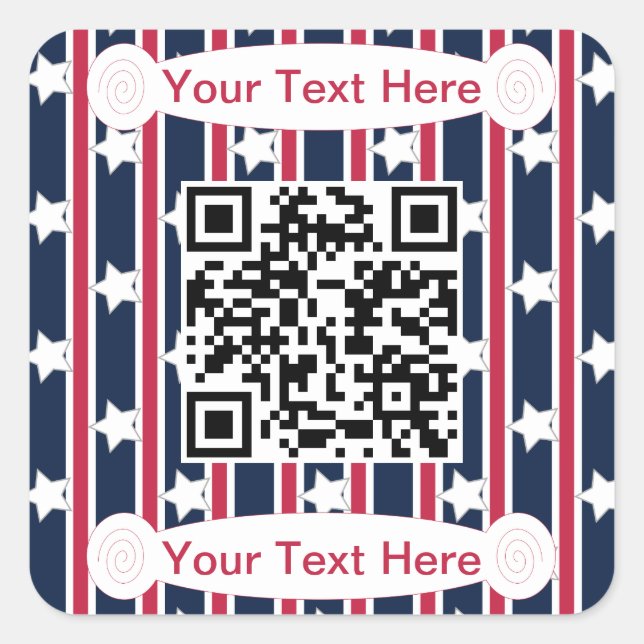 Spaß und Extravagante patriotische US Flagge QR Quadratischer Aufkleber (Vorderseite)