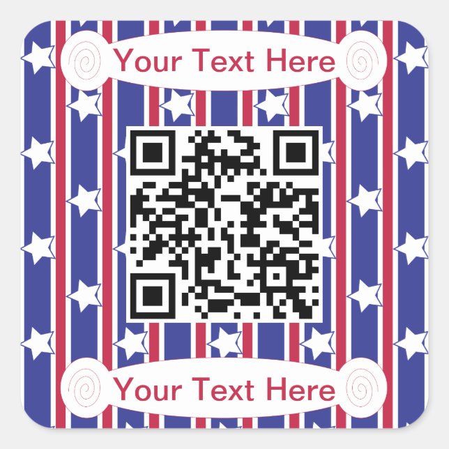 Spaß und Extravagante patriotische US Flagge QR Quadratischer Aufkleber (Vorderseite)