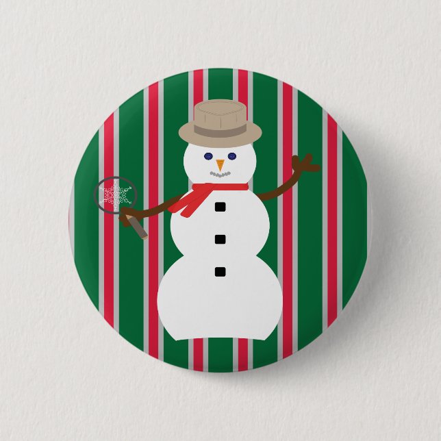 Spaß und Extravagante Weihnachten Snowman Detectiv Button (Vorderseite)