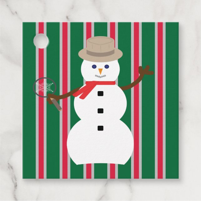 Spaß und Extravagante Weihnachten Snowman Detectiv Geschenkanhänger (Vorderseite)