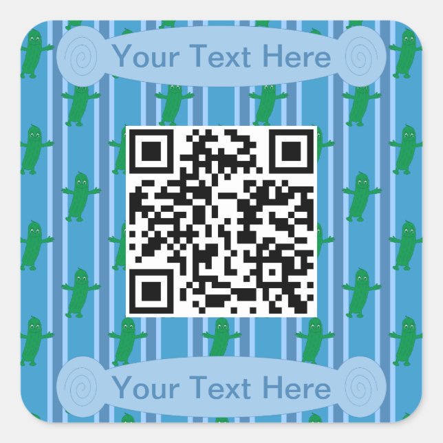 Spaß und Extravaganter Blue Pickle QR-Code Quadratischer Aufkleber (Vorderseite)