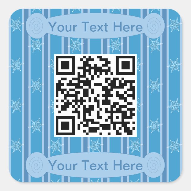 Spaß und Extravaganter Blue Snowflake QR Code Quadratischer Aufkleber (Vorderseite)
