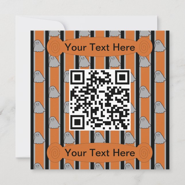 Spaß und Extravaganter Halloween Ghost QR Code Einladung (Vorderseite)