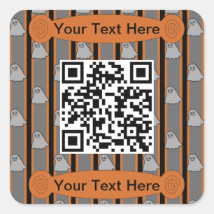 Spaß und Extravaganter Halloween Ghost QR Code Quadratischer Aufkleber