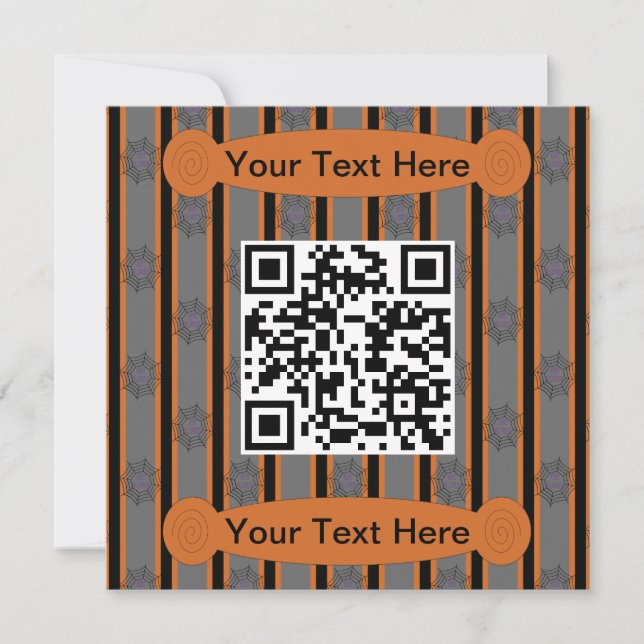 Spaß und Extravaganter Halloween Spider Web QR Cod Einladung (Vorderseite)