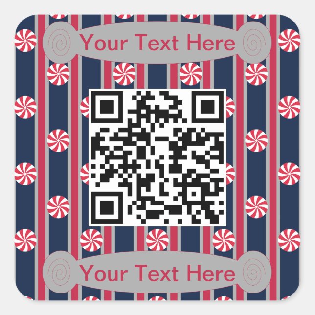 Spaß und Extravaganter Peppermint QR-Code Quadratischer Aufkleber (Vorderseite)
