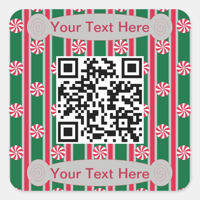 Spaß und Extravaganter Peppermint QR-Code Quadratischer Aufkleber (Vorderseite)