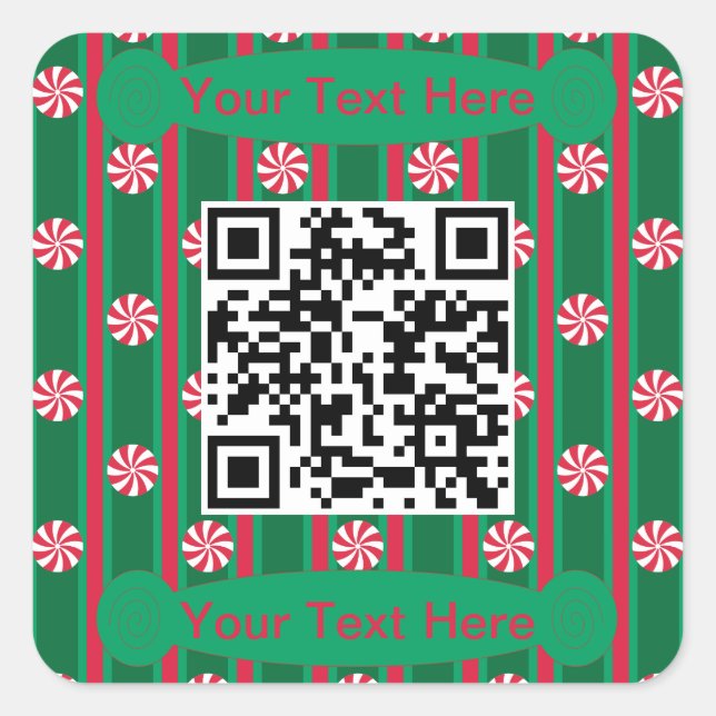 Spaß und Extravaganter Peppermint QR-Code Quadratischer Aufkleber (Vorderseite)
