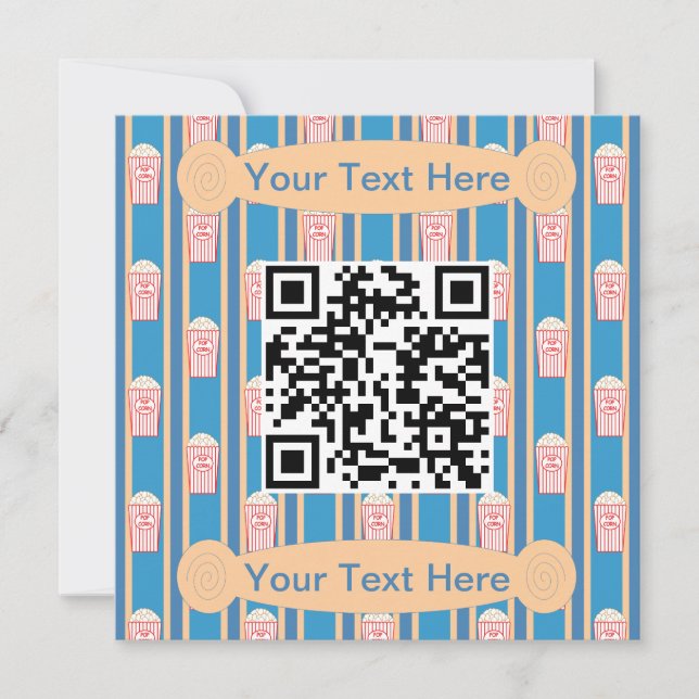Spaß und Extravaganter Popcorn QR-Code Einladung (Vorderseite)