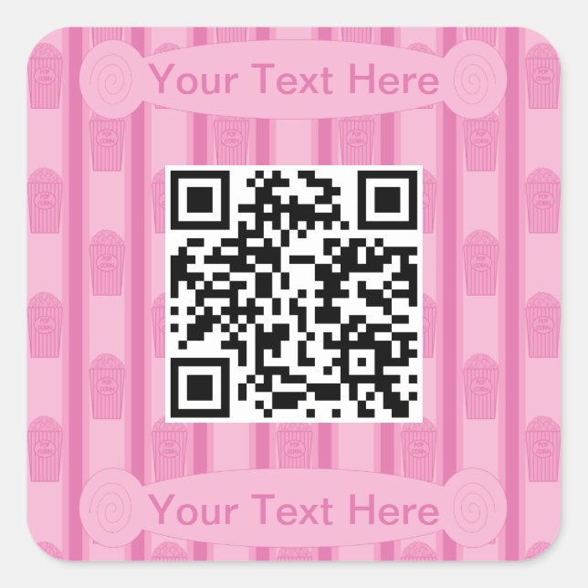 Spaß und Extravaganter Popcorn QR-Code Quadratischer Aufkleber (Vorderseite)