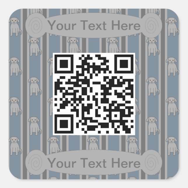 Spaß und Extravaganter QR-Code für Welpen Quadratischer Aufkleber (Vorderseite)